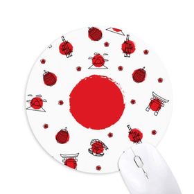 Dıythinker Japon Kültürü Ulusal Bayrak Fener Baskılı Yuvarlak Kaymaz Kauçuk Mouse Pad