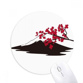 Dıythinker Japon Sakura ve Fuji Desenli Baskılı Yuvarlak Kaymaz Kauçuk Mouse Pad