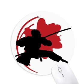 Dıythinker Japon Samuray Sakura Silüeti Asya Baskılı Yuvarlak Kaymaz Kauçuk Mouse Pad