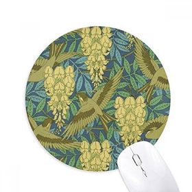 Dıythinker Japon Ukiyoe Desenli Yapraklar Çiçekler Kuşlar Baskılı Yuvarlak Kaymaz Kauçuk Mouse Pad