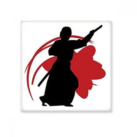 Dıythinker Japonya Asya Samuray Katana Sakura Parry Silüeti 10x10 cm Seramik Karo