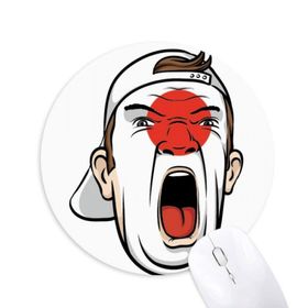 Dıythinker Japonya Bayrağı Yüz Makyaj Çığlık Atma Kep Baskılı Yuvarlak Kaymaz Kauçuk Mouse Pad