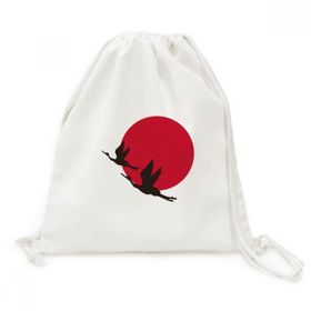 DIYThinker Japonya Kırmızı Siyah Uçan Kazlar Tuval İpli Sırt Çantası