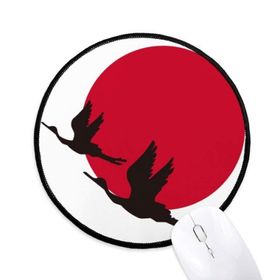 Dıythinker Japonya Kırmızı Siyah Uçan Kazlar Yuvarlak Kaymaz Mouse Pad