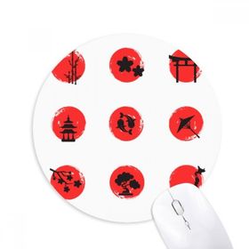 Dıythinker Japonya Kültür Haritası Soyut Fırça Baskılı Yuvarlak Kaymaz Kauçuk Mouse Pad