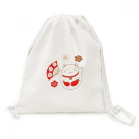 DIYThinker Japonya Lucky Fortune Kedi Çiçek Bakır Tuval İpli Sırt Çantası