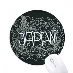 Dıythinker Japonya Siyah Beyaz Tapınak Şanslı Kedi Baskılı Yuvarlak Kaymaz Kauçuk Mouse Pad