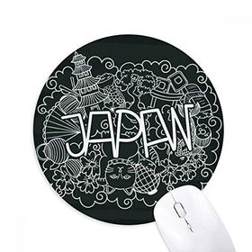 Dıythinker Japonya Siyah Beyaz Tapınak Şanslı Kedi Baskılı Yuvarlak Kaymaz Kauçuk Mouse Pad