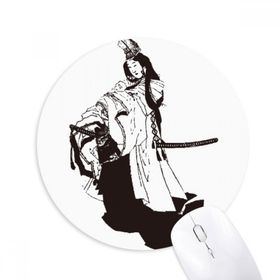 Dıythinker Japonya Siyah Kimono İllüstrasyon Baskılı Yuvarlak Kaymaz Kauçuk Mouse Pad