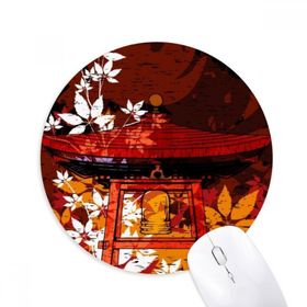 Dıythinker Japonya Tarzı Yapraklar Pavilion Baskılı Yuvarlak Kaymaz Kauçuk Mouse Pad