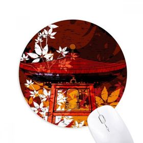 Dıythinker Japonya Tarzı Yapraklar Pavilion Baskılı Yuvarlak Kaymaz Kauçuk Mouse Pad