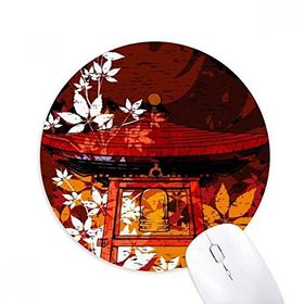 Dıythinker Japonya Tarzı Yapraklar Pavilion Baskılı Yuvarlak Kaymaz Kauçuk Mouse Pad