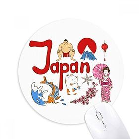 Dıythinker Japonya Ulusal Simge Simgesi Desenli Baskılı Yuvarlak Kaymaz Kauçuk Mouse Pad