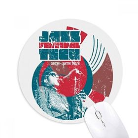 Dıythinker Jazz Festival Tean Müzik Desenli Baskılı Yuvarlak Kaymaz Kauçuk Mouse Pad