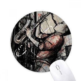 Dıythinker Jazz Müzik Sokak Kültürü İllüstrasyon Baskılı Yuvarlak Kaymaz Kauçuk Mouse Pad