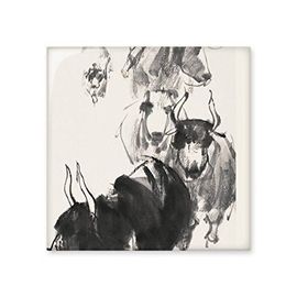 Dıythinker Kadın Kırbık Sığırlar Klasik Çin Mürekkep Yıkama Boyama Seramik Dekorasyon 10x10 cm Seramik Karo