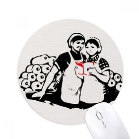 Dıythinker Kadın Kitap Çalışması Kırmızı Çin Desenli Baskılı Yuvarlak Kaymaz Kauçuk Mouse Pad