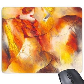 Dıythinker Kadın Turuncu Renk Soyut Yağlı Okullar Baskı Dikdörtgen Kaymaz Kauçuk Mouse Pad