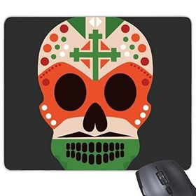 Dıythinker Kafatası Haç Meksika Kültürü Bayrak Renkli İllüstrasyon Dikdörtgen Kaymaz Kauçuk Mouse Pad