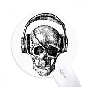 Dıythinker Kafatası Kulaklık Müzik Çılgın Desen Baskılı Yuvarlak Kaymaz Kauçuk Mouse Pad