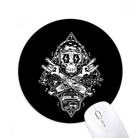 Dıythinker Kafatası Siyah Müzik Dinleme İllüstrasyonu Baskılı Yuvarlak Kaymaz Kauçuk Mouse Pad