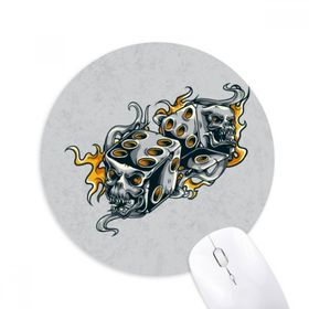 Dıythinker Kafatası Zar Havalı Efektler İllüstrasyon Baskılı Yuvarlak Kaymaz Kauçuk Mouse Pad