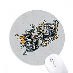 Dıythinker Kafatası Zar Havalı Efektler İllüstrasyon Baskılı Yuvarlak Kaymaz Kauçuk Mouse Pad