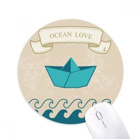 Dıythinker Kağıt Katlanır Tekne Okyanus Sevgi Deniz Yelkenli Baskılı Yuvarlak Kaymaz Kauçuk Mouse Pad