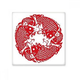 Dıythinker Kağıt Kesme Balık Festival Seramik Biski Fayans 10x10 cm Seramik Karo