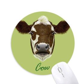 Dıythinker Kahverengi-Beyaz Ev Süt İnek Hayvan Baskılı Yuvarlak Kaymaz Kauçuk Mouse Pad