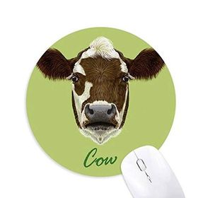Dıythinker Kahverengi-Beyaz Ev Süt İnek Hayvan Baskılı Yuvarlak Kaymaz Kauçuk Mouse Pad