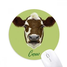 Dıythinker Kahverengi-Beyaz Ev Süt İnek Hayvan Baskılı Yuvarlak Kaymaz Kauçuk Mouse Pad