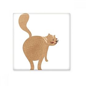 Dıythinker Kahverengi Çizgi Film Sevimli Kedi Koruyucu Hayvan Hayvan Hayvan Sevgili 10x10 cm Seramik Karo