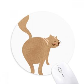Dıythinker Kahverengi Sevimli Kedi Yürüyüş Hayvan Baskılı Yuvarlak Kaymaz Kauçuk Mouse Pad