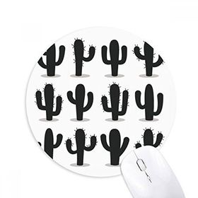 Dıythinker Kaktüs Silüeti Bitki Sukulents Desen Baskılı Yuvarlak Kaymaz Kauçuk Mouse Pad