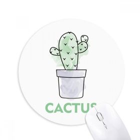 Dıythinker Kaktüs Sukulents Saksı Bitki Sulu Boya Baskılı Yuvarlak Kaymaz Kauçuk Mouse Pad