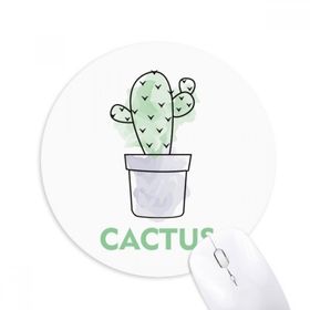 Dıythinker Kaktüs Sukulents Saksı Bitki Sulu Boya Baskılı Yuvarlak Kaymaz Kauçuk Mouse Pad
