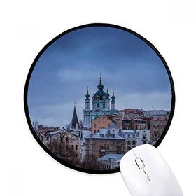 Dıythinker Kale Bulutlar Mavi Gökyüzü Yuvarlak Kaymaz Mouse Pad
