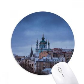 Dıythinker Kale Bulutları Mavi Gökyüzü Baskılı Yuvarlak Kaymaz Kauçuk Mouse Pad