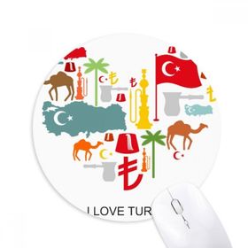 Dıythinker Kalp Deve Lira Ulusal Bayrak Hindistan Cevizi Ağacı Baskılı Yuvarlak Kaymaz Kauçuk Mouse Pad