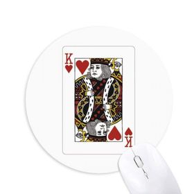 Dıythinker Kalp K Kartları Desenli Baskılı Yuvarlak Kaymaz Kauçuk Mouse Pad