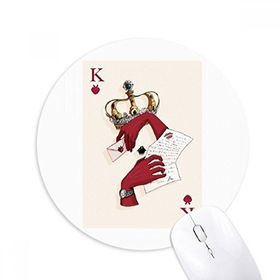 Dıythinker Kalp K Kartları Desenli Baskılı Yuvarlak Kaymaz Kauçuk Mouse Pad