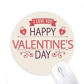 Dıythinker Kalp Kilit Mutlu Sevgililer Günü Aşk Baskılı Yuvarlak Kaymaz Kauçuk Mouse Pad