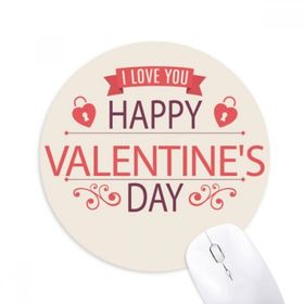Dıythinker Kalp Kilit Mutlu Sevgililer Günü Aşk Baskılı Yuvarlak Kaymaz Kauçuk Mouse Pad