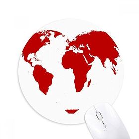Dıythinker Kalp Kırmızı Dünya Haritası Sevgililer Günü Baskılı Yuvarlak Kaymaz Kauçuk Mouse Pad
