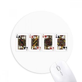 Dıythinker Kalp Kürek Elmas Kulüp J Desenli Baskılı Yuvarlak Kaymaz Kauçuk Mouse Pad