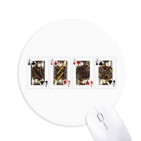 Dıythinker Kalp Kürek Elmas Kulüp J Desenli Baskılı Yuvarlak Kaymaz Kauçuk Mouse Pad