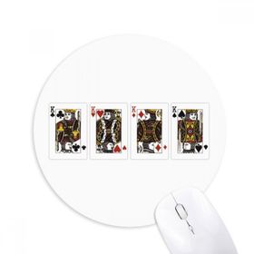 Dıythinker Kalp Kürek Elmas Kulüp K Desenli Baskılı Yuvarlak Kaymaz Kauçuk Mouse Pad