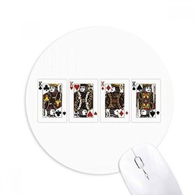Dıythinker Kalp Kürek Elmas Kulüp K Desenli Baskılı Yuvarlak Kaymaz Kauçuk Mouse Pad