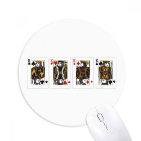 Dıythinker Kalp Kürek Elmas Kulüp K Desenli Baskılı Yuvarlak Kaymaz Kauçuk Mouse Pad